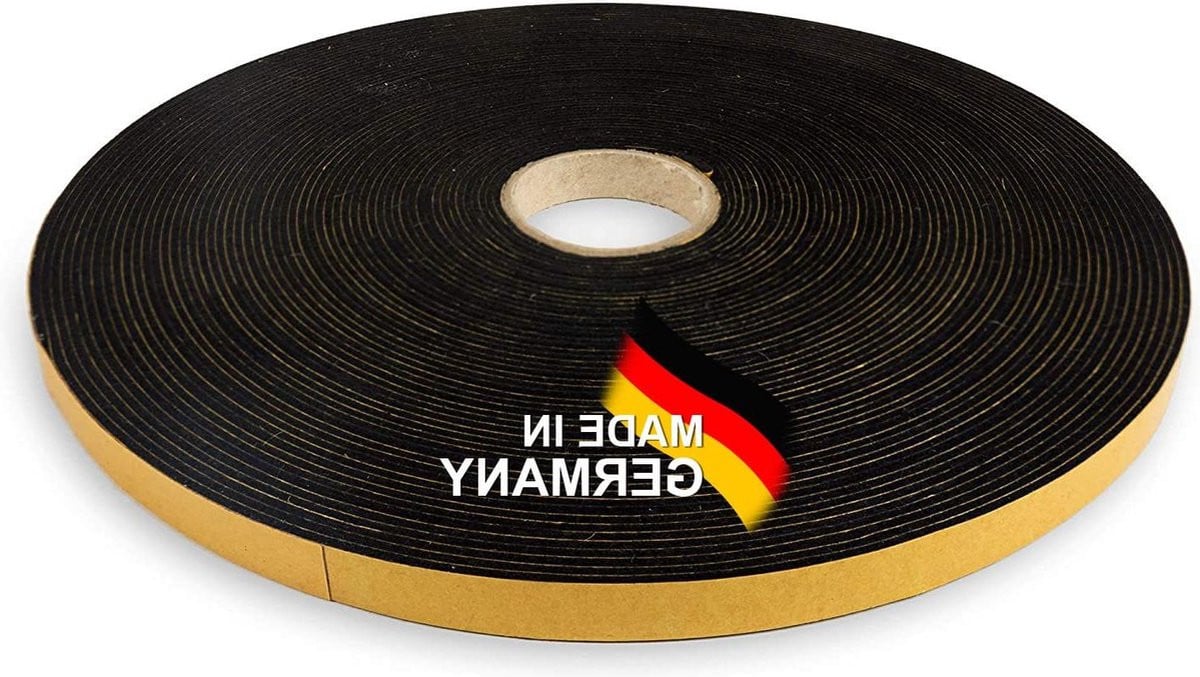 Zelfklevende vilttape zwart, Breedte: 10 mm, Dikte: 15 mm, Lengte: 20 m
