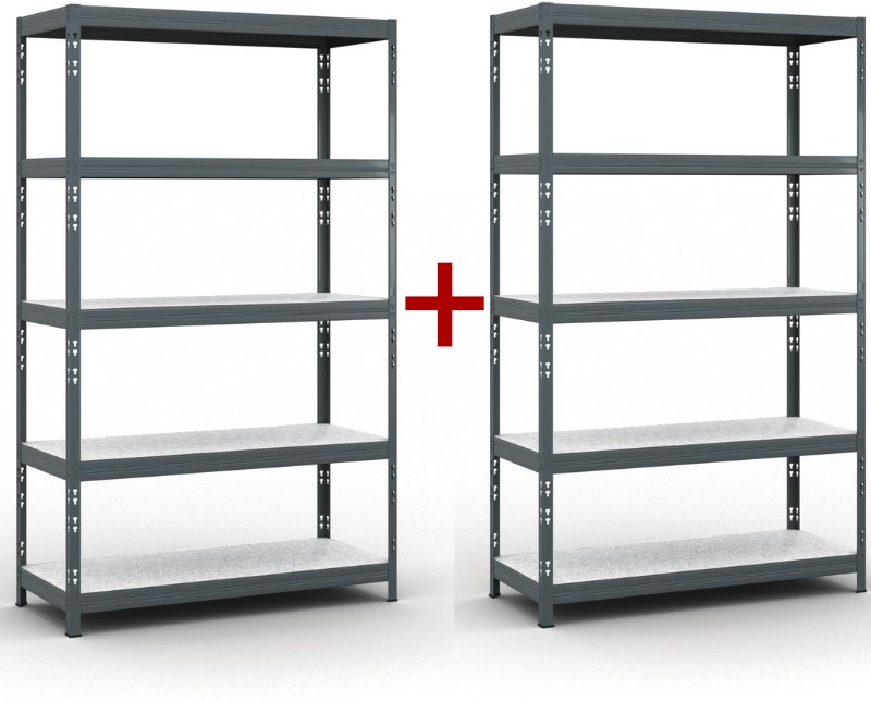 B2B Partner Fachbodenregal 1+1 GRATIS, 1966x1200x500 mm, Traglast 280 kg