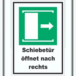 HB-Druck Schiebetür öffnet nach rechts Aufkleber A7 (74x105mm)
