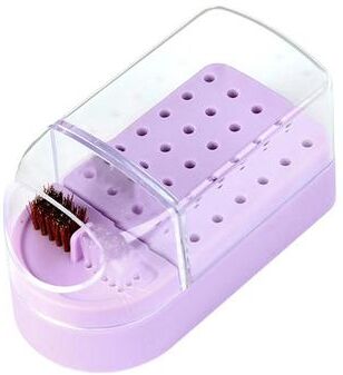Everyday Crate 30 Slot Nail Drill Bit Organizer Case With Dustproof Cover & Cleaning Brush purple
