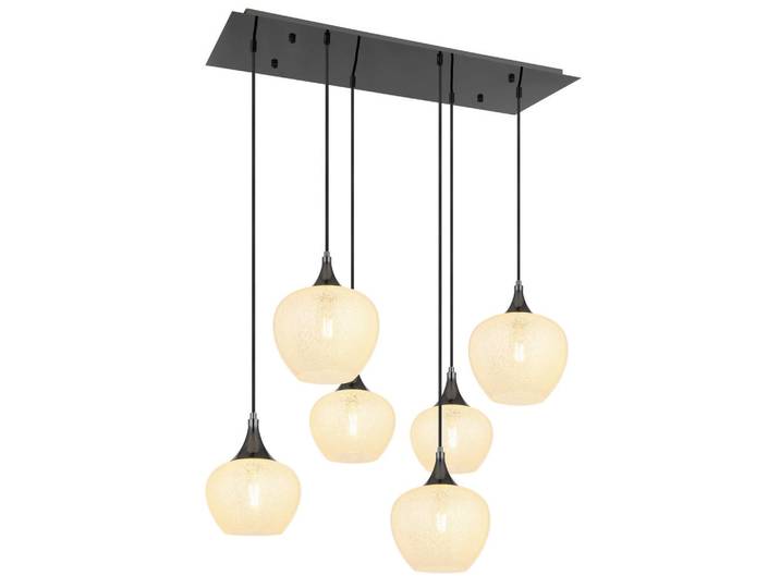 Globo Hängeleuchte, Klar, Schwarz, Metall, Glas, 42x120x86 cm, CE, Lampen & Leuchten, Innenbeleuchtung, Hängelampen, Pendelleuchte
