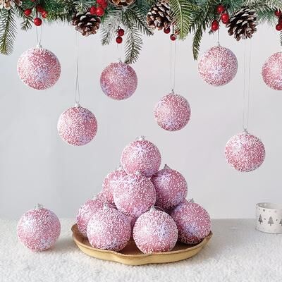 Retailers Go Christmas Ball Ornaments 6pcs 8cm, Red White Hanging Tree Decorations, Holiday New Year Navidad Home Decor 6pcs 6 8cm
