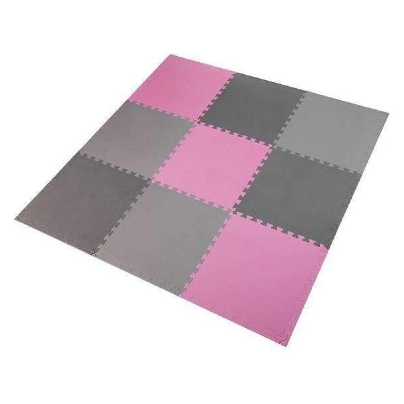 One Faltmatte zum Training HMS MP10 hellgrau-rosa-dunkelgrau, 60x60x1,0cm (9 Teile) (10 mm) (17-63-084)