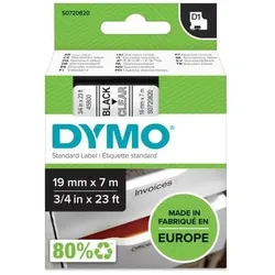 Dymo, Etikettenrolle, D1 - Standardetiketten - Schwarz auf Transparent - 19mm x 7m (19 mm)