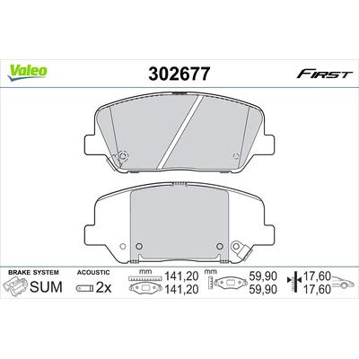 Valeo Bremsbelagsatz, Scheibenbremse [Hersteller-Nr. 302677] für Hyundai, Kia
