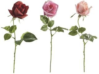 IH Casa Decor Artificial Real Touch Single Rose With Long Stem Asstd - Set of 6