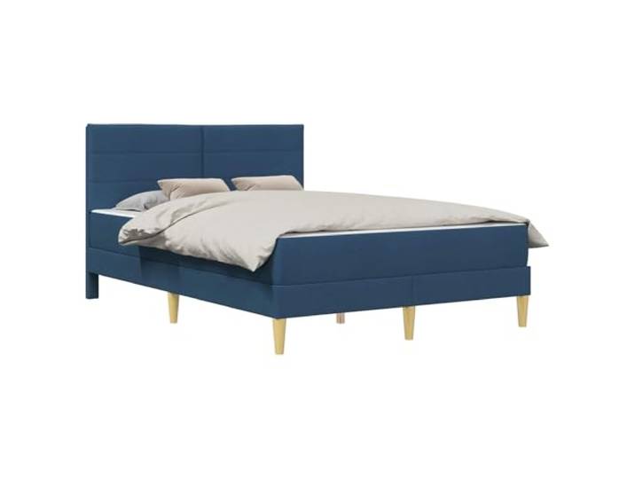 TUERYAFEK Bettrahmen Blau 160x200 cm Polyester Sperrholzrahmen, Schaumstoffmatratze, Kunststoffbeine, Lattenrost, Pflegeleicht
