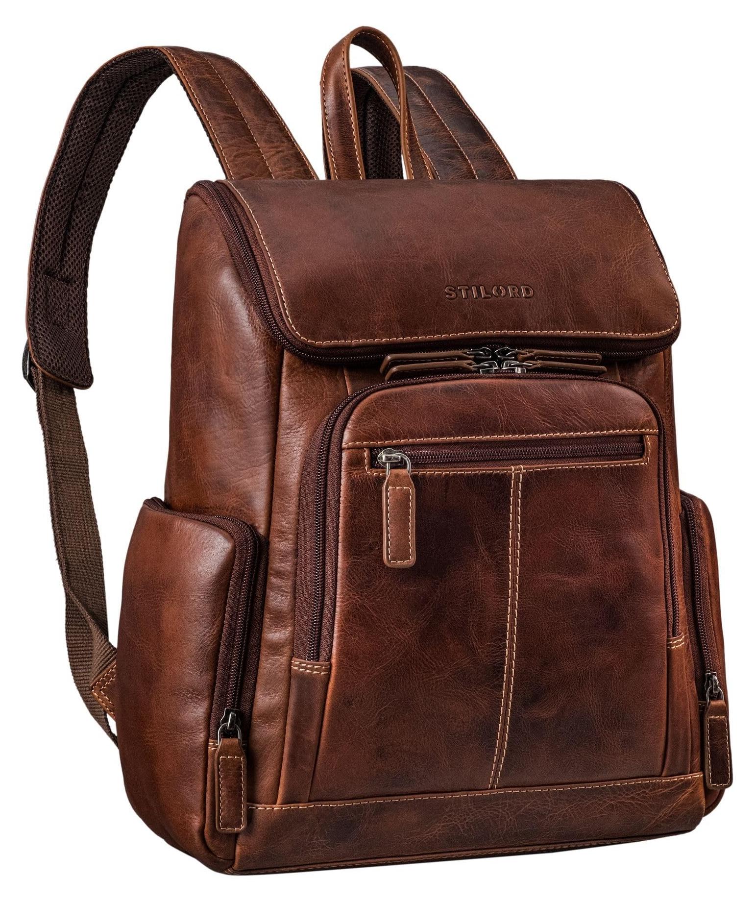 Leder Business Rucksack mit Laptopfach für 14 Zoll