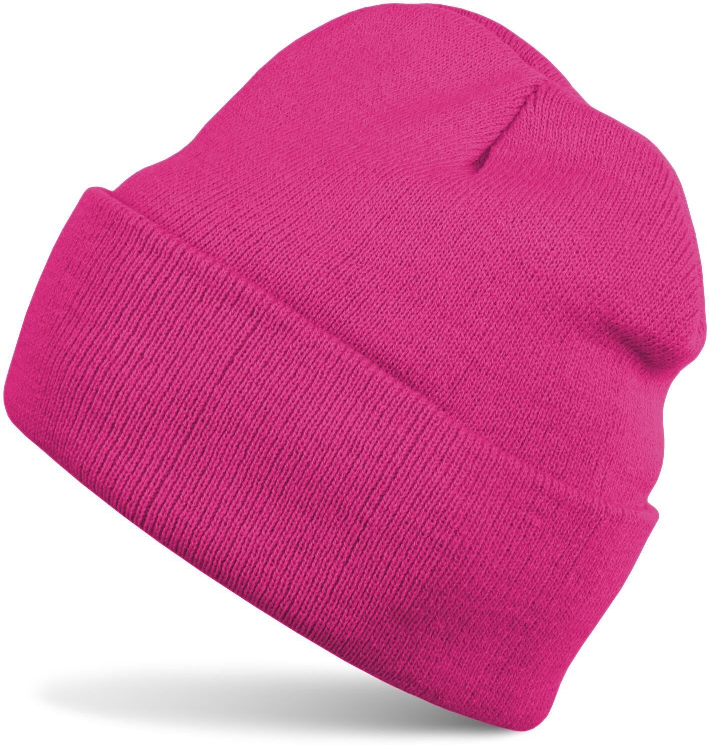 Strickmütze STYLEBREAKER "Winter Strickmütze mit Krempe", Herren, pink, Obermaterial: 100% Polyacryl PAN., Modisch, Mützen Strickmütze