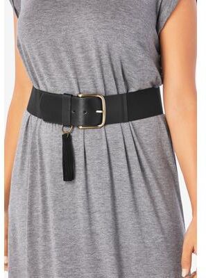 Women's Stretch Tassel Belt by Accessories For All in Black (Size XL)