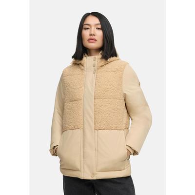Winterjacke MARIKOO "Sheeta", Damen, Gr. M, beige, Obermaterial: 100% Polyester. Futter: 100% Polyester. Wattierung: 100% Polyester. Ärmelfutter: 100% Polyester, Jacken Winterjacke, Kombination aus Teddyfleece und glattem Material