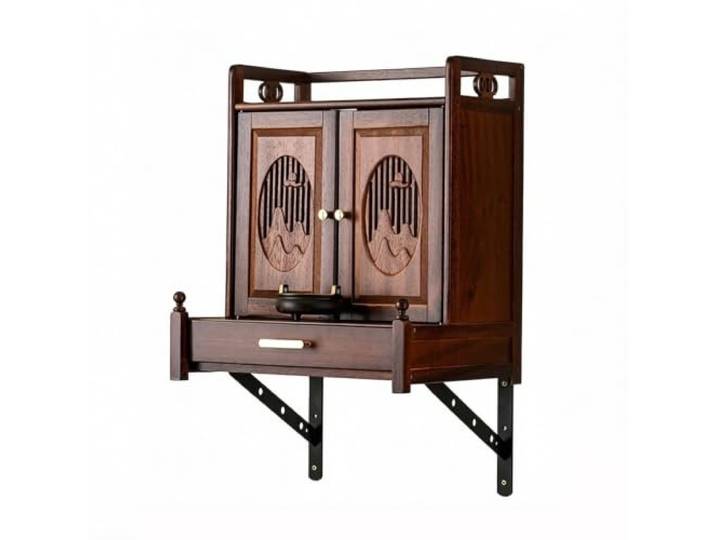 Persönlicher Altarschrank Wandmontiertes Altarregal aus massivem Holz Vitrine mit Schubladen