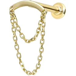 14 Karat Gold Labret mit Innengewinde BOGEN + 2 KETTEN