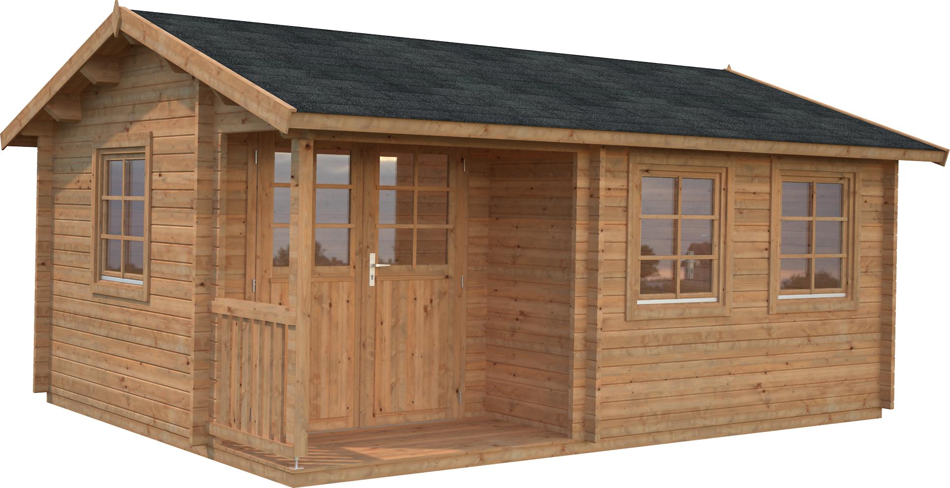 Palmako Gartenhaus Susanna 16,4 m² - 44 mm Hellbraun tauchimprägniert
