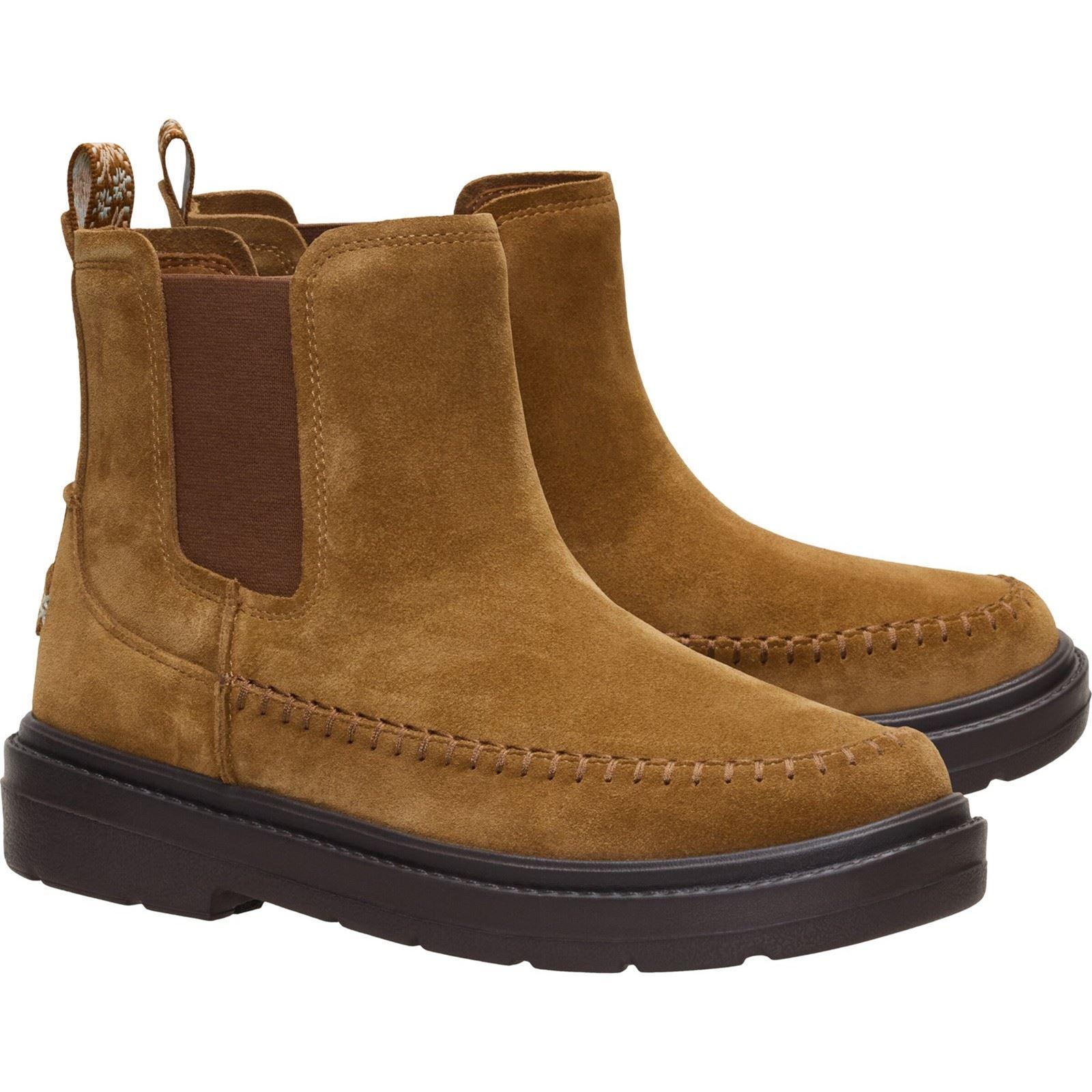 HEYDUDE Sienna Leder Damen Cognac Flache Chelsea Stiefel