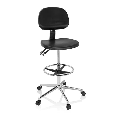 hjh OFFICE TOP WORK 24 Werkstoel met hardschuim en PU in zwart en chroom