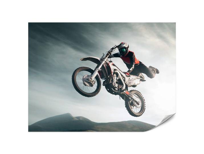 Muralo Fototapete für Jugendzimmer Motocross Sprung Mann Sport Berge Action250x175, Grau, Papier, Fahrzeuge, Rechteckig, 250x175 cm, Tapeten & Wandverkleidungen, Fototapeten