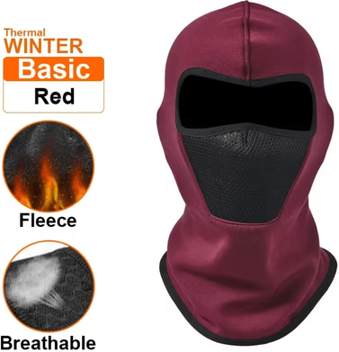 Inspire Curations Winter Fleece Motorcycle Balaclava Full Face Mask basic Red