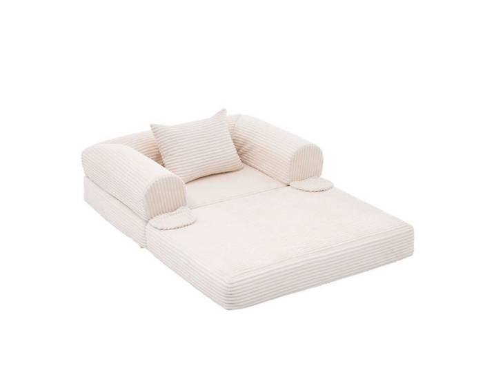 Canapé-lit une place moelleux beige convertible en canapé-lit pliant multifonctionnel