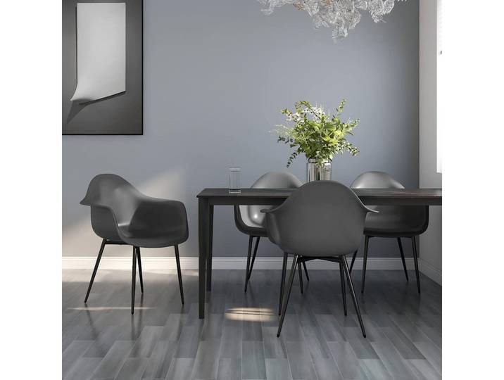 vidaXL Esszimmerstuhl vidaXL Esszimmerstühle 4 Stk. Grau PP