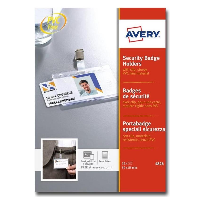 Avery Zweckform Sicherheits-Namensschild, 85 x 54 mm transparent, Hartbox aus festem PVC-freiem Material (4826)
