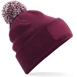 Beechfield Unisex Snowstar Patch Beanie Bommel-Mütze B443 burgundy/off white one size