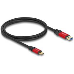 Delock USB-Kabel USB-A Stecker, USB-C® Stecker 1.00 m Schwarz, Rot 80617