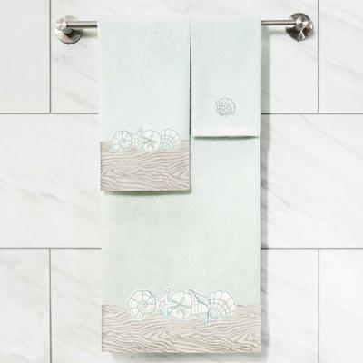 Linum Home Textiles Llc Shell Row Bath Towel Set Bath Hand Fingertip, Bath Hand Fingertip, Pale Aqua