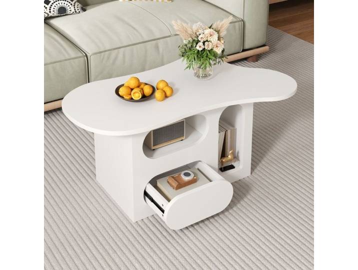 Table basse nuage tiroirs & rangement ouvert - Haute qualité - Dimensions 97x45x43 5 cm - Design moderne