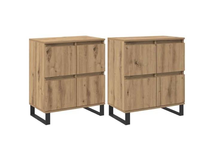 GHVBNMF 2er Set Sideboard Kommode Artisan Eiche 60x35x70 cm 4 Türen Kompakte Anrichte im Holzwerkstoff-Design mit reichlich Stauraum für Flur, Schlafzimmer und moderne Wohnbereiche.