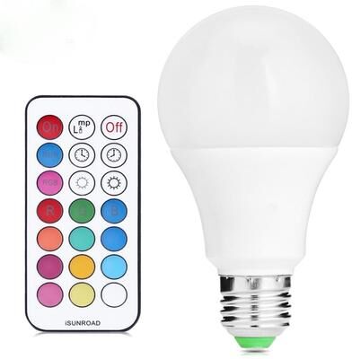 Everyday Crate 10W RGB LED Light Bulb E27 Dimmable Color Changing Lamp With Remote Control 10W RGB LED Light Bulb E27 Dimmable Color Changing Lamp With Remote Control