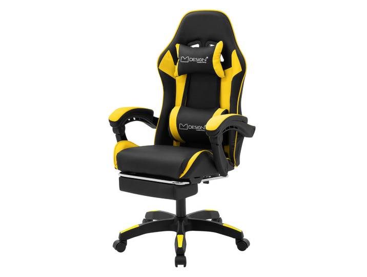 Ml-Design Gaming Stuhl Schwarz-Gelb aus Kunstleder, Kunststoff, 62x119x62 cm, Büromöbel, Bürostühle, Gaming-Sessel