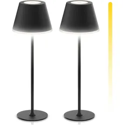 Brandson, Tischlampe, 2x LED Schreibtischlampe, stufenlos dimmbar, 3 Lichtmodi, kabellos, mit Akku, metall, schwarz