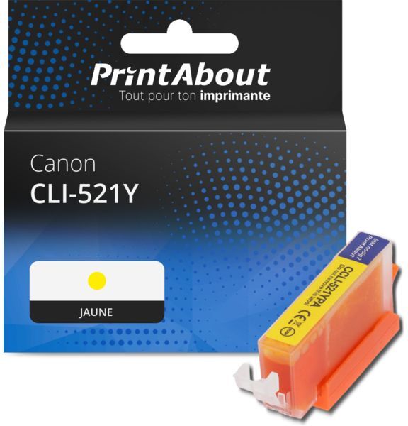 PrintAbout Cartouche compatible Canon CLI-521Y - Jaune Jaune