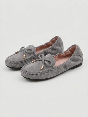 LightInthebox Women's Pink Ruched Collar Bow Decor Slip On Loafers with Bow Accent, Comfort Casual Driving Moccasins for Casual Commute, Countryside Walks Leisure Outfits