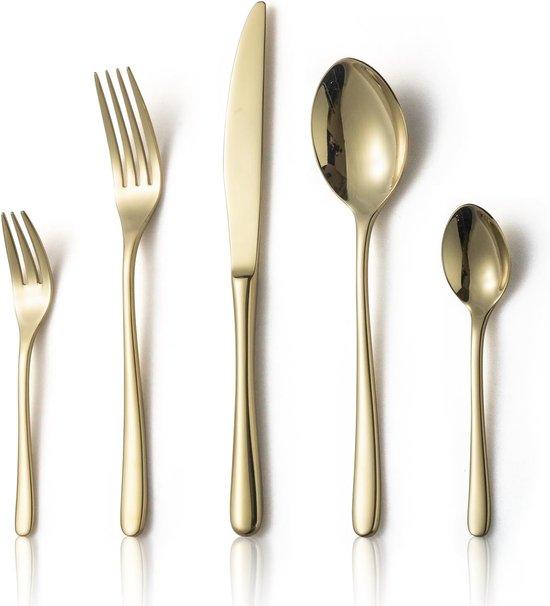30-teiliges Besteckset für 6 Personen - Champagnergold - 18/10 Edelstahl - Glänzend und spülmaschinenfest - Perfekt für Feste und Abendessen