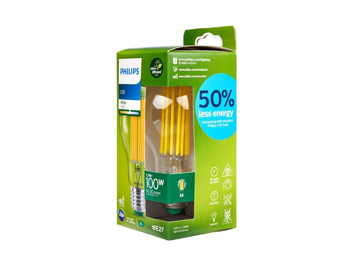 Philips Classic ultraeffiziente LED-Lampe mit Energieeffizienzklasse A, ersetzt 100W, E27 Sockel, klar, warmweiß (2700K)