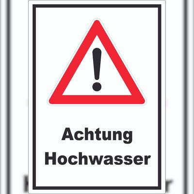 HB-Druck Achtung Hochwasser Aufkleber A5 (148x210mm)