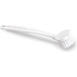 Nölle Spülbürste mit Schaber, Kunststoffgriff mit PP-Borsten, weiß, Länge 24 cm