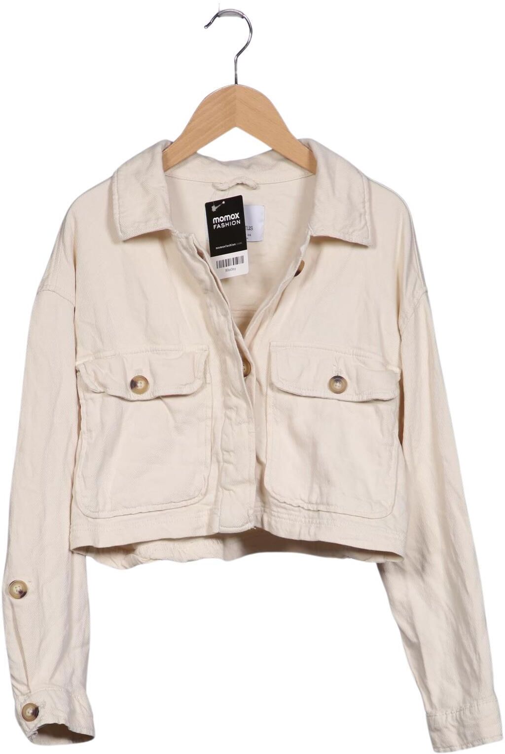 Stradivarius Damen Jacke, Cremeweiß, Gr. S, Baumwolle - Second Hand