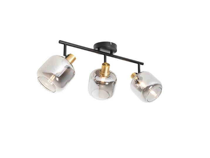 Spot de plafond intelligent noir avec verre fumé oblong,