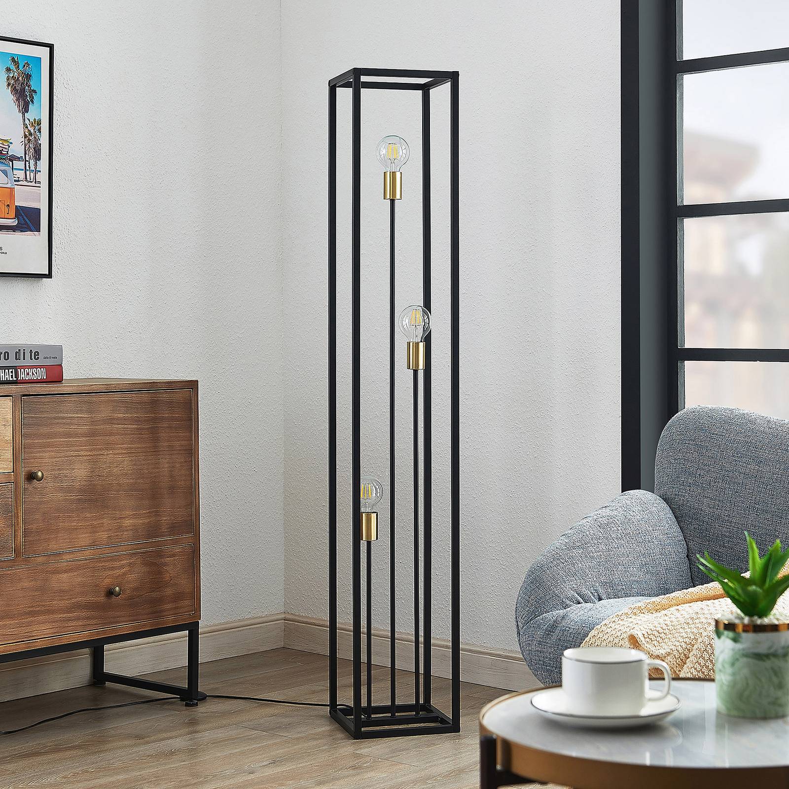 Floor Lamp Tiliane Lindby, Black, Living / Dining Room, metal, Modern, Floor Lamp