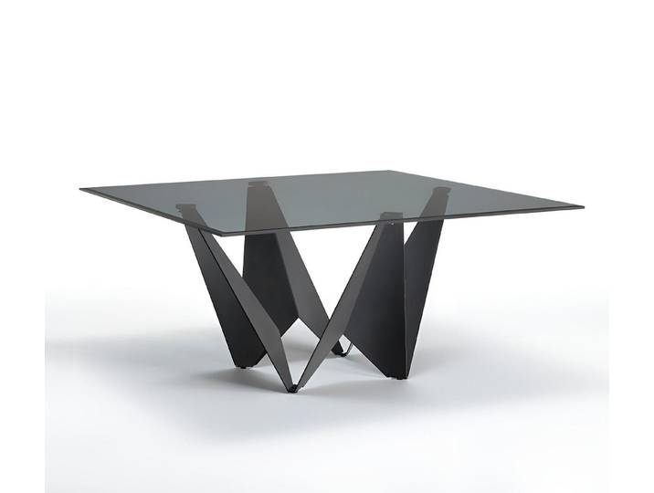 JVmoebel Esstisch Geometrischer Esstisch mit Glasplatte und schwarzem Metallgestell (Packung, 1-St., Tisch)