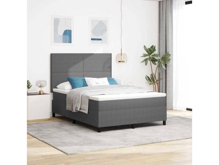 RJPLMFV Boxspringbett, 140 x 190 cm, Hellgrau und Weiß Rahmen aus Holz, verstellbares Kopfteil, Taschenfederkernmatratze, mittlere Festigkeit