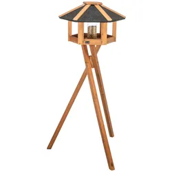 TRIXIE Futterhaus mit Ständer & Silo, Kiefernholz, ø 56 × 32 cm/1,32 m, braun