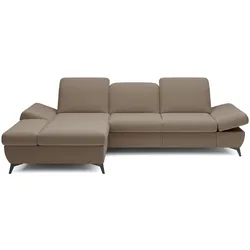 ECKSOFA FELICE L-S Braun Geflochtener Stoff mit Schlaffunktion