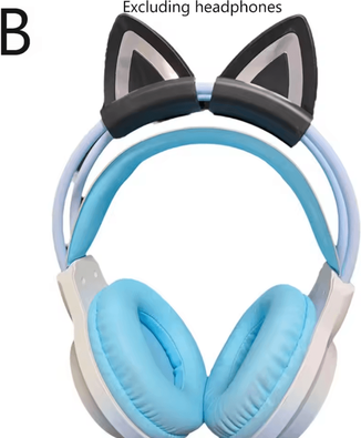 Inspire Curations KawaiiClip Cat Ear Headphone Attachments Soft Silicone Gaming Headset Decor black