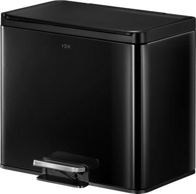 EKO Treteimer Essential Recycler, 2 x 15 Liter, Edelstahl, fingerabdrucksicher, Stay-open-Funktion, B 462 x T 338 x H 411 mm, schwarz