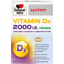 DOPPELHERZ Vitamin D3 2000 I.E. vegan system Tabl. 120 St