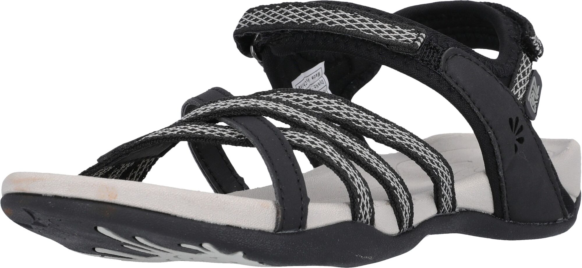 Sandale CRUZ "Aarhus", Damen, Gr. 40, Kunstfaser, schwarz-weiß (schwarz, weiß), Lederimitat, Schuhe Sandale, mit praktischem Klettverschluss